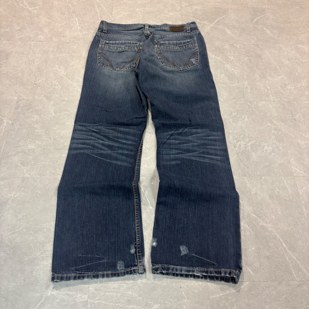 BKE Derek Relaxed Fit Bootcut Jeans Mens 33x32 Distressed Medium Wash Denim